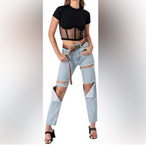 Adika Davis High Rise Distressed Jeans - Picture 1 of 9